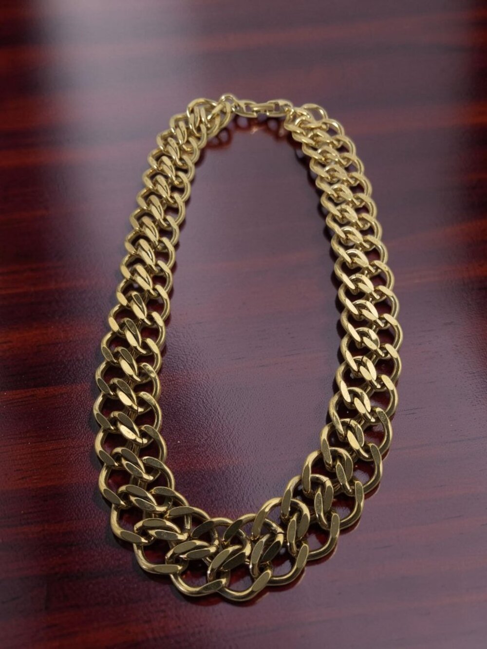 Vintage Napier Unisex Heavy Goldtone Double Chainlink Necklace, 18" long x .75" - Picture 10 of 16